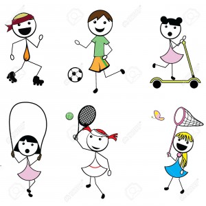 14503191-bambini-bastone-fumetto-sport-attivi-per-l-attivit-divertimento-e-sport-Archivio-Fotografico