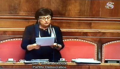 La senatrice Padua durante un intervento in Aula